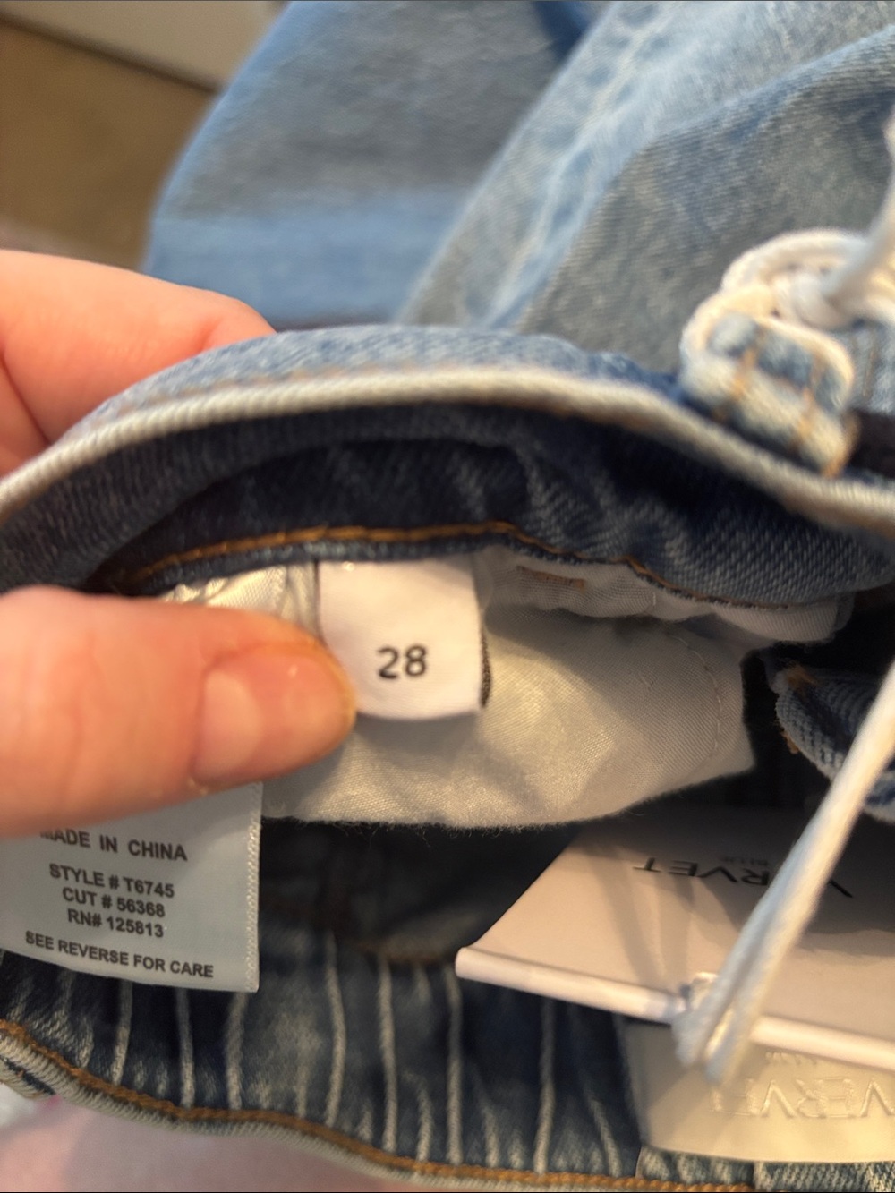 High-Rise Wide Leg Blue Denim Jeans with Drawstring Waist Size 28 - Picture 7 of 8